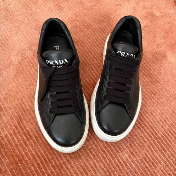 Prada Monochrome Platform Leather Sneakers - Picture 3 of 7